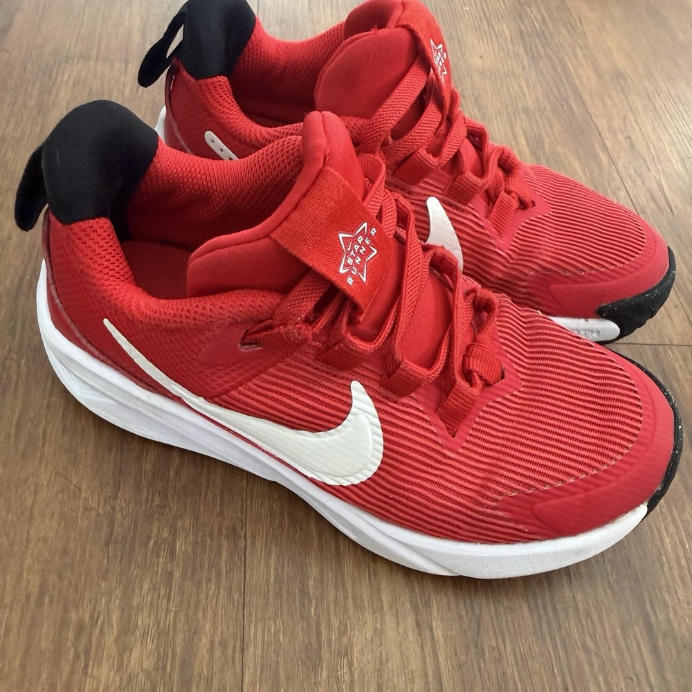 Nike Star Runner 4 Sneakers Youth 11.5 C Red White Shoes Boys Kids Hook Loop